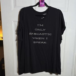 145 Torrid 3 3X Black Cotton Tee with Playful Quote